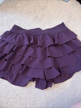 Aerie Plum Layered Ruffle Skort